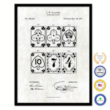 Load image into Gallery viewer, 1877 Playing Cards Poker Game Old Patent Art Print on Canvas Custom Framed Vintage Home Decor Wall Decoration Great for Gifts
