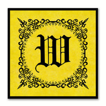 Load image into Gallery viewer, Alphabet W Yellow Canvas Print Black Frame Kids Bedroom Wall Décor Home Art