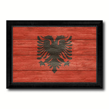 Load image into Gallery viewer, Albania Country Flag Texture Canvas Print with Black Picture Frame Home Decor Wall Art Decoration Collection Gift Ideas