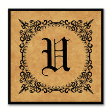 Load image into Gallery viewer, Alphabet U Brown Canvas Print Black Frame Kids Bedroom Wall Décor Home Art