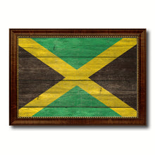 Load image into Gallery viewer, Jamaica Country Flag Texture Canvas Print with Brown Custom Picture Frame Home Decor Gift Ideas Wall Art Decoration