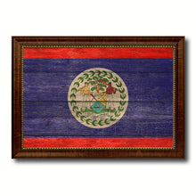Load image into Gallery viewer, Belize Country Flag Texture Canvas Print with Brown Custom Picture Frame Home Decor Gift Ideas Wall Art Decoration