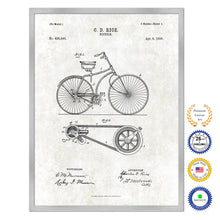 Load image into Gallery viewer, 1890 Bicycle Old Patent Art Print on Canvas Custom Framed Vintage Home Decor Wall Decoration Great for Gifts