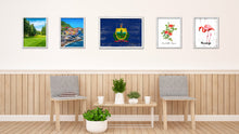 Load image into Gallery viewer, Vermont State Flag Shabby Chic Gifts Home Decor Wall Art Canvas Print, White Wash Wood Frame
