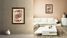 Load image into Gallery viewer, One Eye Jack Spades Poker Decks of Vintage Cards Print on Canvas Brown Custom Framed