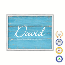 Load image into Gallery viewer, David Name Plate White Wash Wood Frame Canvas Print Boutique Cottage Decor Shabby Chic