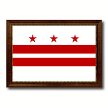 Load image into Gallery viewer, Washington DC Flag Canvas Print Brown Picture Frame