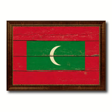 Load image into Gallery viewer, Maldives Country Flag Vintage Canvas Print with Brown Picture Frame Home Decor Gifts Wall Art Decoration Artwork