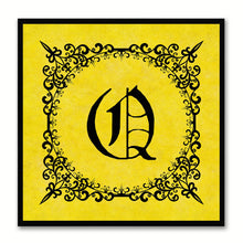 Load image into Gallery viewer, Alphabet Q Yellow Canvas Print Black Frame Kids Bedroom Wall Décor Home Art