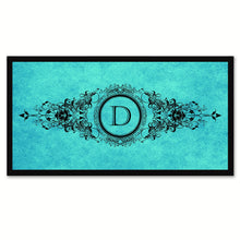 Load image into Gallery viewer, Alphabet Letter D Aqua Canvas Print Black Frame Kids Bedroom Wall Décor Home Art