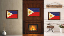 Load image into Gallery viewer, Philippines Country Flag Vintage Canvas Print with Brown Picture Frame Home Decor Gifts Wall Art Decoration Artwork