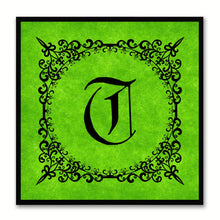 Load image into Gallery viewer, Alphabet T Green Canvas Print Black Frame Kids Bedroom Wall Décor Home Art