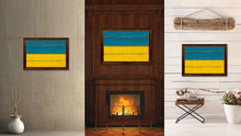 Load image into Gallery viewer, Ukraine Country Flag Vintage Canvas Print with Brown Picture Frame Home Decor Gifts Wall Art Decoration Artwork