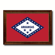 Load image into Gallery viewer, Arkansas State Flag Canvas Print with Custom Brown Picture Frame Home Decor Wall Art Decoration Gifts