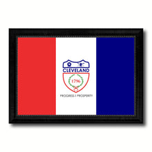 Load image into Gallery viewer, Cleveland City Ohio State Flag Canvas Print Black Picture Frame