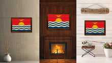Load image into Gallery viewer, Kiribati Country Flag Vintage Canvas Print with Brown Picture Frame Home Decor Gifts Wall Art Decoration Artwork