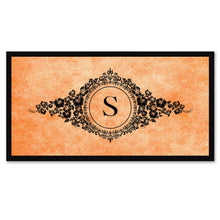 Load image into Gallery viewer, Alphabet Letter S Orange Canvas Print, Black Custom Frame