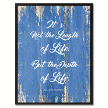 Load image into Gallery viewer, It's not the length of life but the depth of life - Ralph Waldo Emerson Saying Gifts Home Decor Wall Art Canvas Print with Custom Picture Frame, Blue