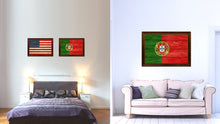 Load image into Gallery viewer, Portugal Country Flag Texture Canvas Print with Brown Custom Picture Frame Home Decor Gift Ideas Wall Art Decoration