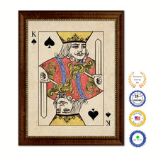 Load image into Gallery viewer, King Spades Poker Decks of Vintage Cards Print on Canvas Brown Custom Framed