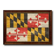 Load image into Gallery viewer, Maryland State Flag Texture Canvas Print with Brown Picture Frame Gifts Home Decor Wall Art Collectible Decoration