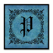 Load image into Gallery viewer, Alphabet P Blue Canvas Print Black Frame Kids Bedroom Wall Décor Home Art
