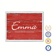 Load image into Gallery viewer, Emma Name Plate White Wash Wood Frame Canvas Print Boutique Cottage Decor Shabby Chic