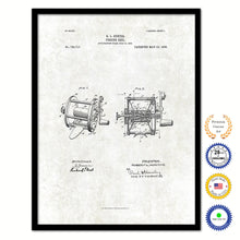 Load image into Gallery viewer, 1903 Fishing Reel Vintage Patent Artwork Black Framed Canvas Print Home Office Decor Great for Fisherman Cabin Lake House