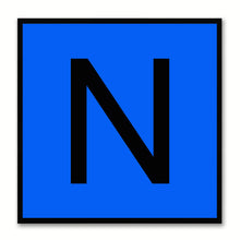 Load image into Gallery viewer, Alphabet N Blue Canvas Print Black Frame Kids Bedroom Wall Décor Home Art