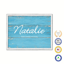 Load image into Gallery viewer, Natalie Name Plate White Wash Wood Frame Canvas Print Boutique Cottage Decor Shabby Chic