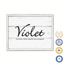 Load image into Gallery viewer, Violet Name Plate White Wash Wood Frame Canvas Print Boutique Cottage Decor Shabby Chic