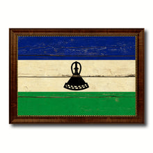 Load image into Gallery viewer, Lesotho Country Flag Vintage Canvas Print with Brown Picture Frame Home Decor Gifts Wall Art Decoration Artwork