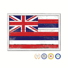 Load image into Gallery viewer, Hawaii State Flag Shabby Chic Gifts Home Decor Wall Art Canvas Print, White Wash Wood Frame