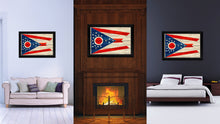 Load image into Gallery viewer, Ohio State Flag Texture Canvas Print with Black Picture Frame Home Decor Man Cave Wall Art Collectible Decoration Artwork Gifts