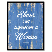 Load image into Gallery viewer, Shoes Can Transform A Woman Manolo Blahnik Quote Saying Framed Canvas Print Gift Ideas Home Decor Wall Art 121936 Blue