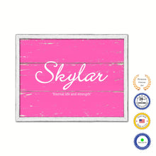 Load image into Gallery viewer, Skylar Name Plate White Wash Wood Frame Canvas Print Boutique Cottage Decor Shabby Chic