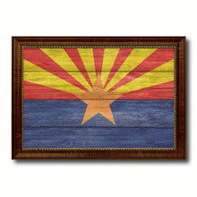 Load image into Gallery viewer, Arizona State Flag Texture Canvas Print with Brown Picture Frame Gifts Home Decor Wall Art Collectible Decoration