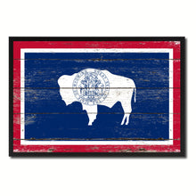 Load image into Gallery viewer, Wyoming State Flag Vintage Canvas Print with Black Picture Frame Home DecorWall Art Collectible Decoration Artwork Gifts