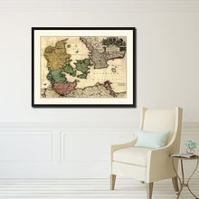 Load image into Gallery viewer, Denmark Centuries Vintage Antique Map Wall Art Home Decor Gift Ideas Canvas Print Custom Picture Frame