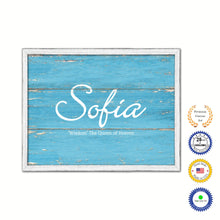 Load image into Gallery viewer, Sofia Name Plate White Wash Wood Frame Canvas Print Boutique Cottage Decor Shabby Chic