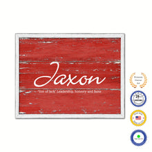 Load image into Gallery viewer, Jaxon Name Plate White Wash Wood Frame Canvas Print Boutique Cottage Decor Shabby Chic