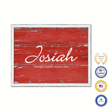 Load image into Gallery viewer, Josiah Name Plate White Wash Wood Frame Canvas Print Boutique Cottage Decor Shabby Chic
