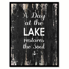 Load image into Gallery viewer, A day at the lake restores the soul Motivational Quote Saying Canvas Print with Picture Frame Home Decor Wall Art