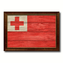Load image into Gallery viewer, Tonga Country Flag Texture Canvas Print with Brown Custom Picture Frame Home Decor Gift Ideas Wall Art Decoration