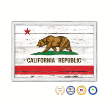 Load image into Gallery viewer, California State Flag Shabby Chic Gifts Home Decor Wall Art Canvas Print, White Wash Wood Frame