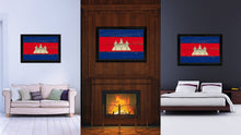 Load image into Gallery viewer, Cambodia Country Flag Vintage Canvas Print with Black Picture Frame Home Decor Gifts Wall Art Decoration Artwork