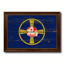 Load image into Gallery viewer, Omaha City Nebraska State Vintage Flag Canvas Print Brown Picture Frame