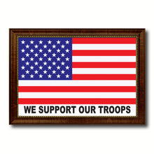Load image into Gallery viewer, We Support Our Troops Military Flag Canvas Print with Brown Picture Frame Home Decor Wall Art Gift Ideas