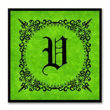 Load image into Gallery viewer, Alphabet V Green Canvas Print Black Frame Kids Bedroom Wall Décor Home Art