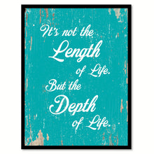 Load image into Gallery viewer, It's not the length of life but the depth of life - Ralph Waldo Emerson Saying Gifts Home Decor Wall Art Canvas Print with Custom Picture Frame, Aqua